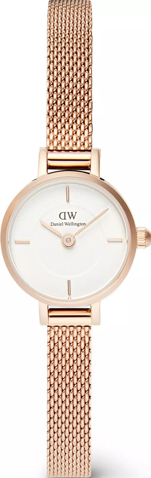 萬年鐘錶 - DW - Daniel Wellington  Petite Mini系列   白面玫瑰金框小錶徑米蘭錶帶女錶 DW00100744  錶徑 : 19mm