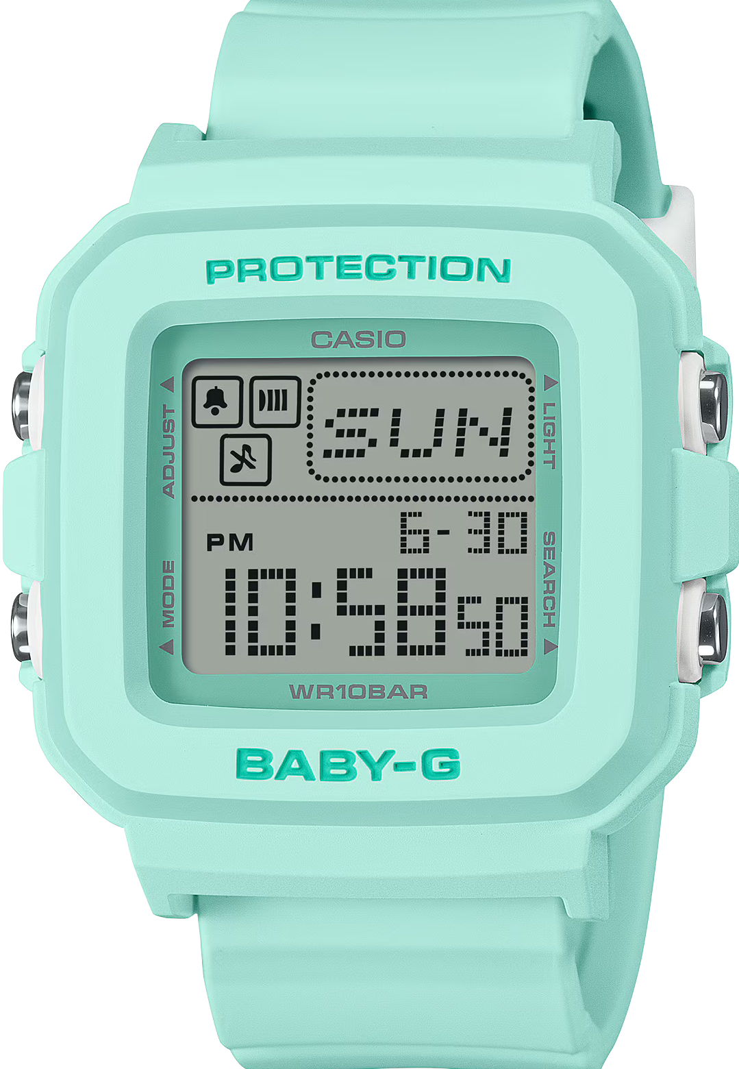 萬年鐘錶 - BABY-G G+PLUS   薄荷綠方形運動電子錶  BGD-10-3  錶徑 : 39 MM