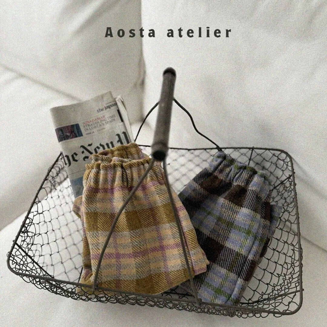 韓國 Aosta - 暖心羊毛格紋長褲（兩色）