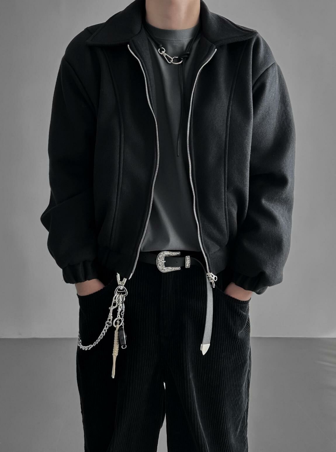 反領拉鍊外套(薄夾棉) TAC-0066JK