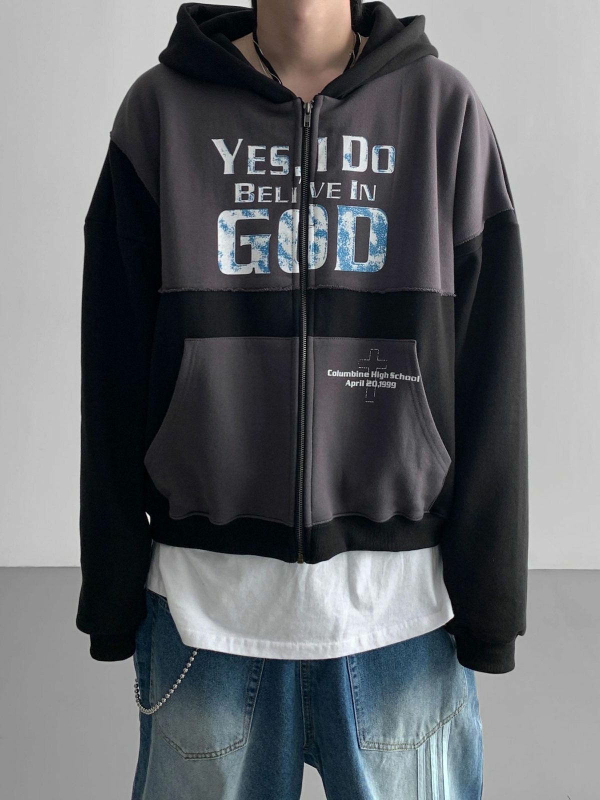 英文字連帽拉鍊外套 SUB-010JK