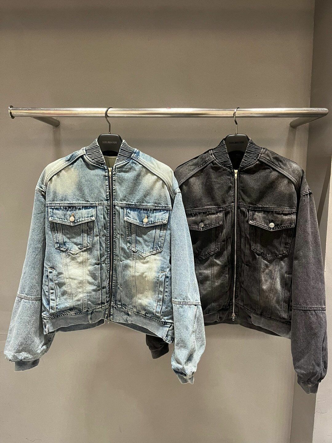 洗水拉鍊牛仔褸 SUB-015JK