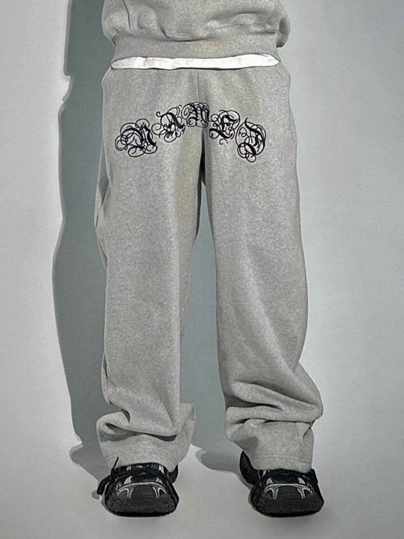 英文字鬆身運動褲(薄抓毛底) SUB-018P