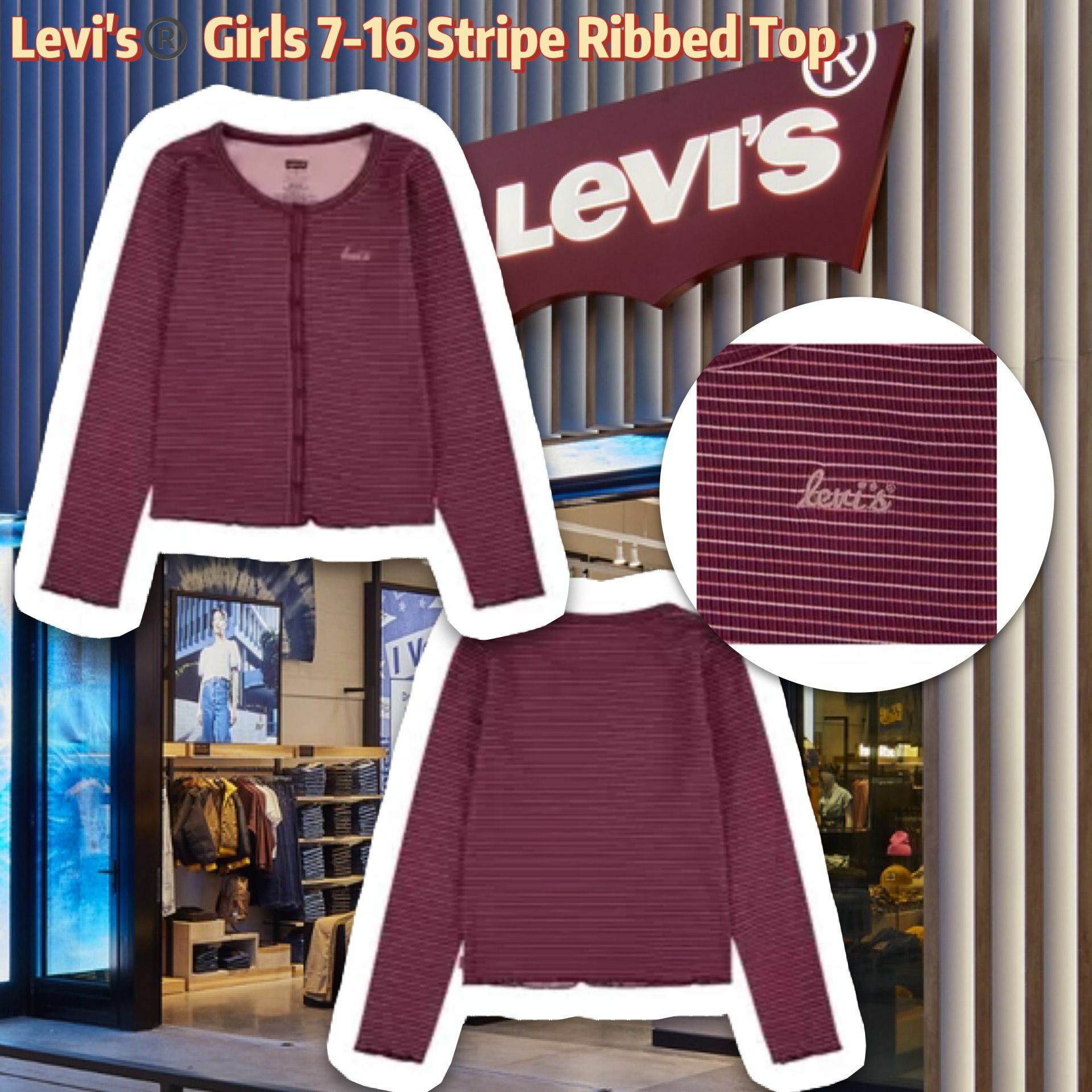 【預購】Levi's Stripe Ribbed G122015 女童长袖上衣