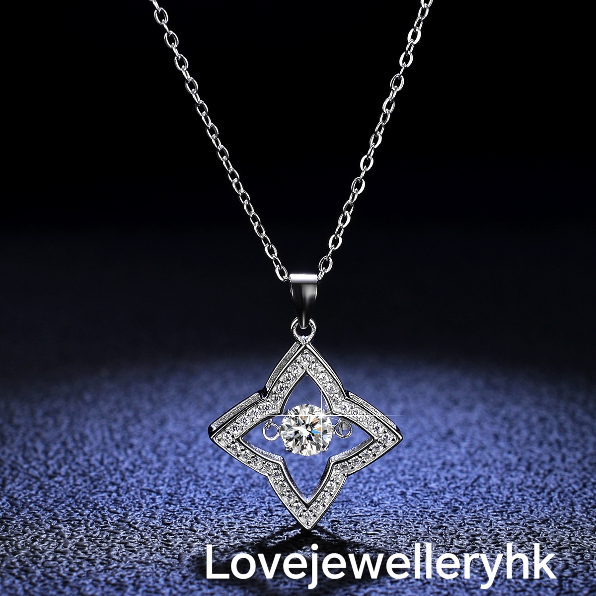 莫桑鑽菱形靈動吊咀    P05C003