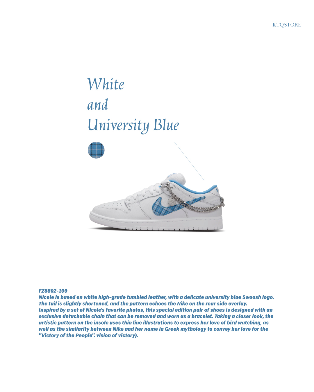 KTQ STORE ‧ Nicole Hause x Nike SB Dunk Low Pro 藍白格紋 FZ8802-100