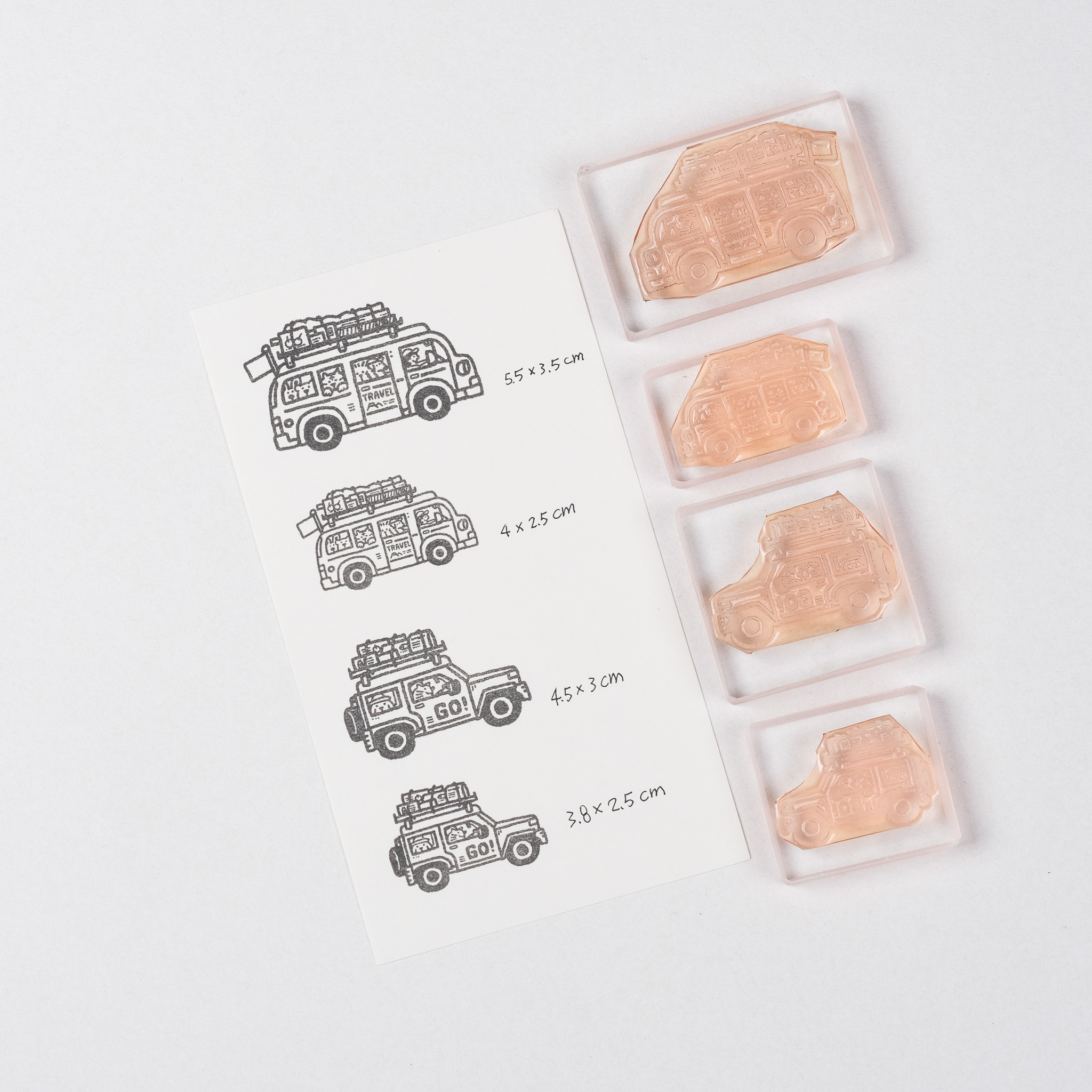 旅行 動物小車 膠版印章/一分之一工作室/臺灣