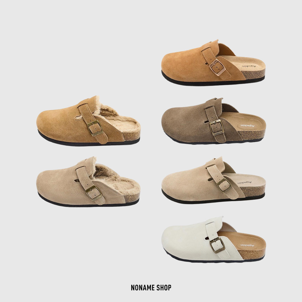 AGSDON 勃肯鞋 軟木底 包頭 拖鞋 一般款/刷毛款 四色 (女款)