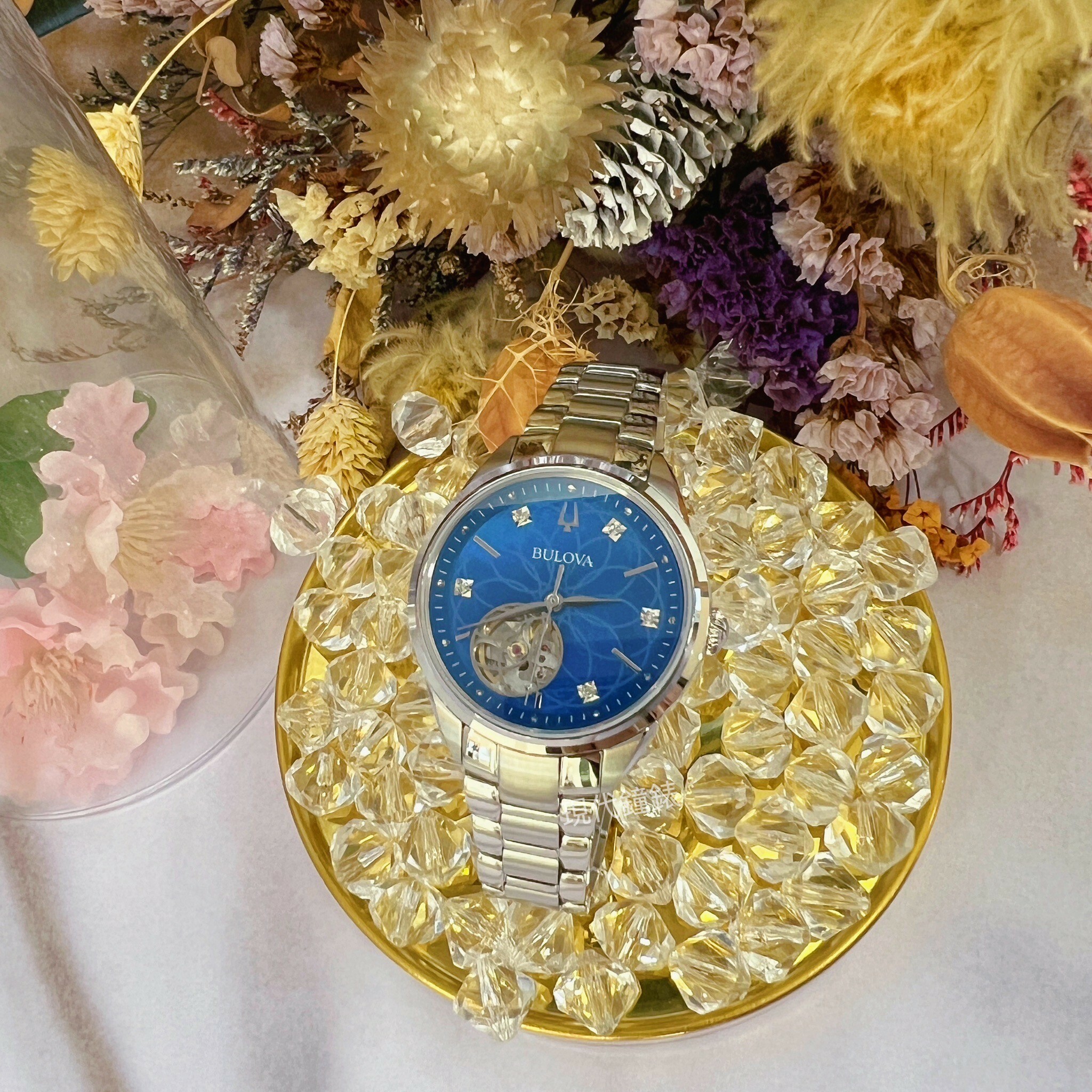 【BULOVA 寶路華】開芯綻放機械女腕錶96P191 34mm 現代鐘錶