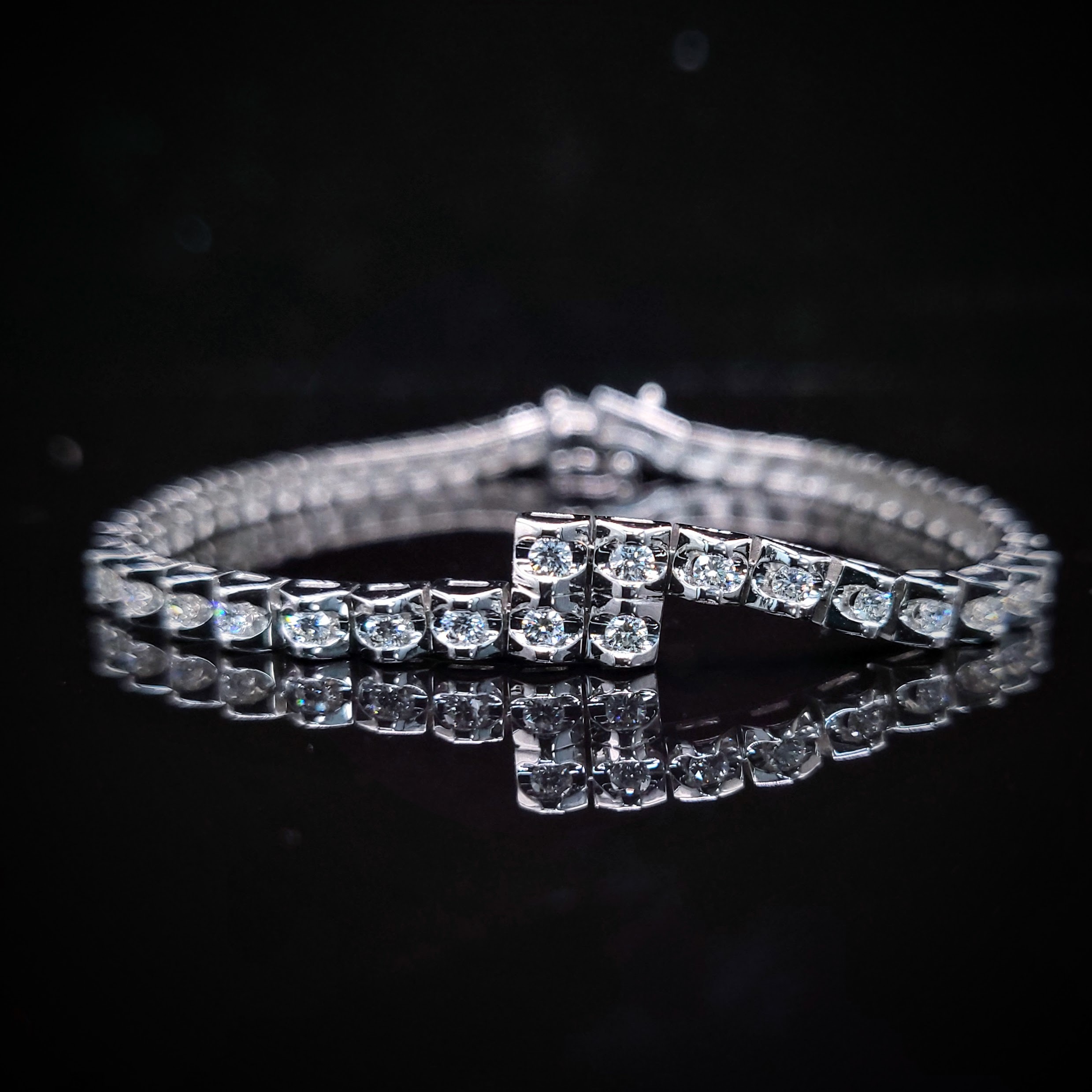 全新18K白金45份鑽石手鍊