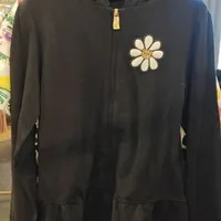 [S] MOSCHINO FLOWER WITH HEAD TEDDY BEAR PATCH ZIP HOODIE,BLACK, HDF031LDA0060100 (SM882)