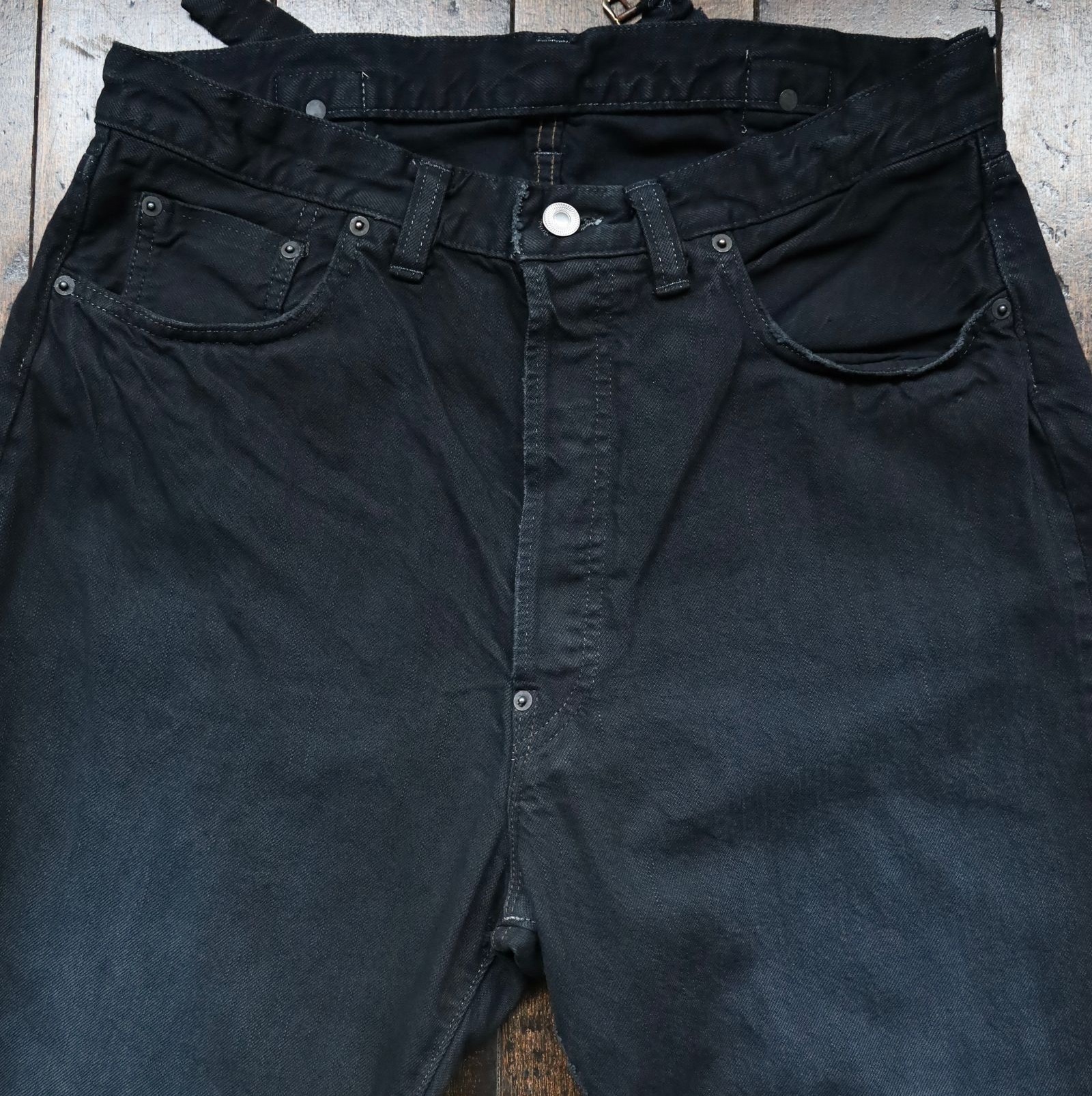 A.PRESSE 2025 S/S NO.37 WASHED DENIM WIDE PANTS - BLACK PRE ORDER ITEM (預訂中)