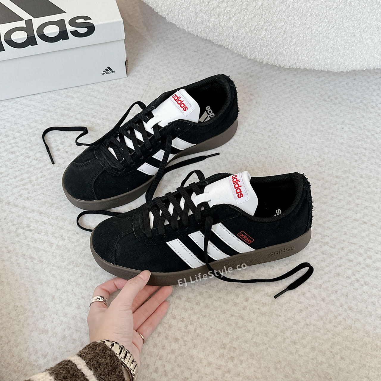 ADIDAS NEO VL COURT 2.0 黑白 紅標 焦糖底 平替版SAMBA 男女鞋 HQ1801 JS3004 / 預購