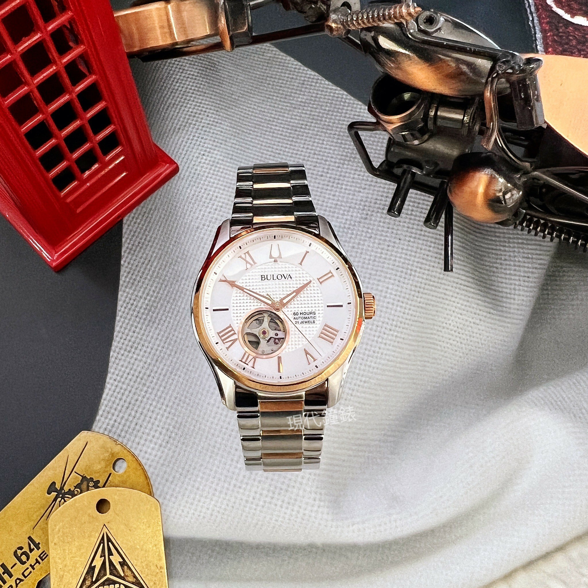 【BULOVA 寶路華】經典開芯機械男腕錶98A213 42mm 現代鐘錶