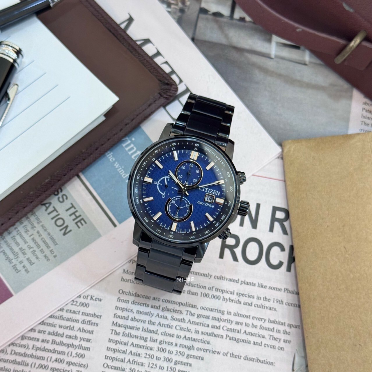 【CITIZEN 星辰】CHRONOGRAPH系列(黑色鋼帶藍色底面)CA0845-83L 43mm現代鐘錶