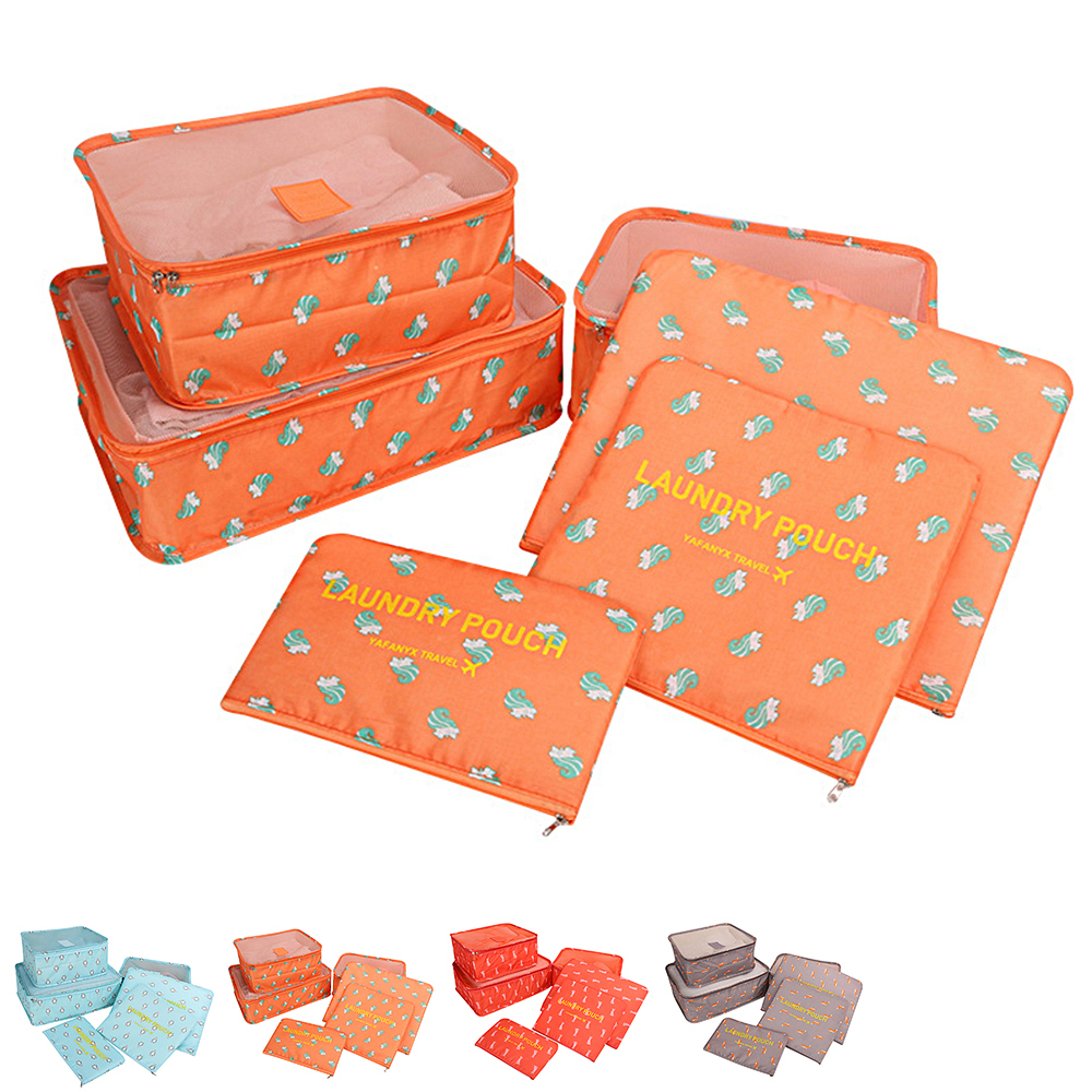 可愛卡通防潑水旅行收納6件組