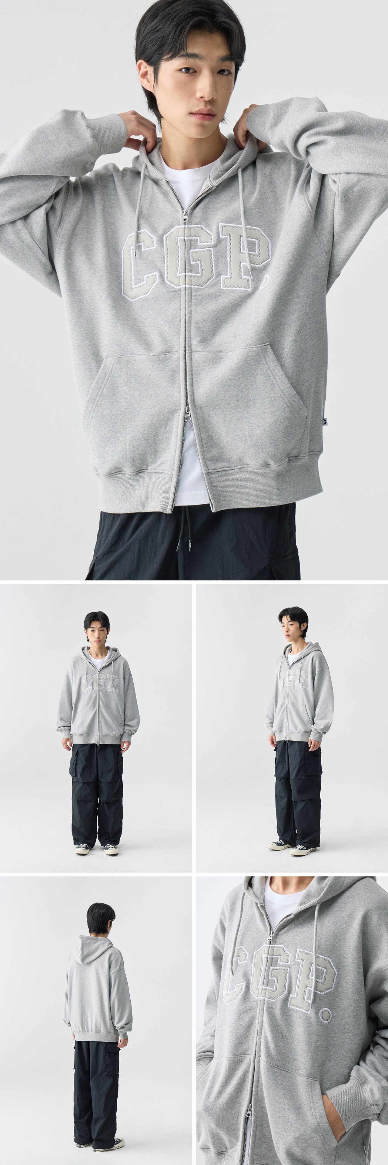 韓國代購 Code:graphy 經典 CGP 拱形標誌 雙拉鍊 連帽 外套 四色可選