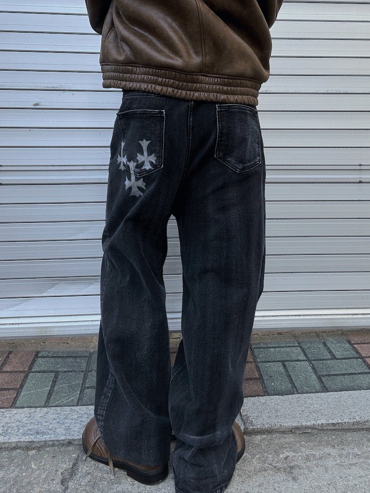 十字畫牛仔褲