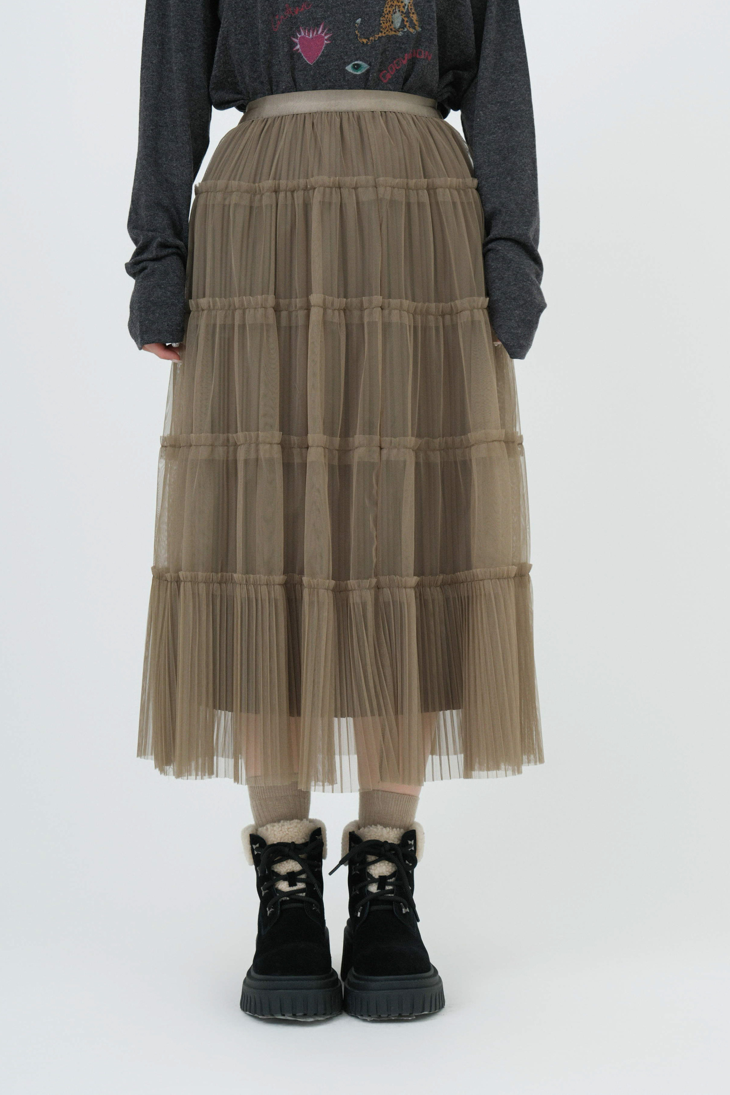 百褶腳蛋糕網紗裙 (現貨款式）