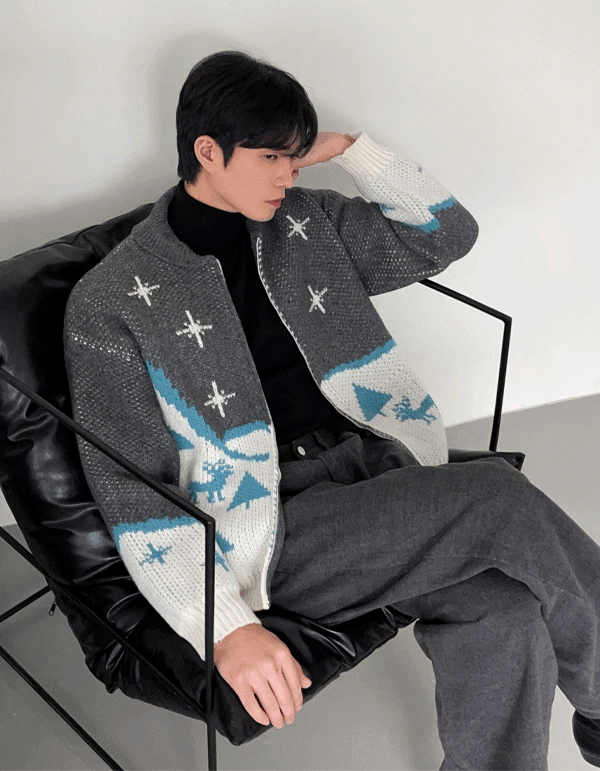 北歐山地針織拉鍊外套