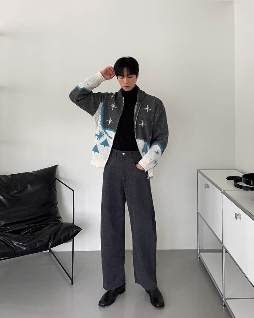 北歐山地針織拉鍊外套