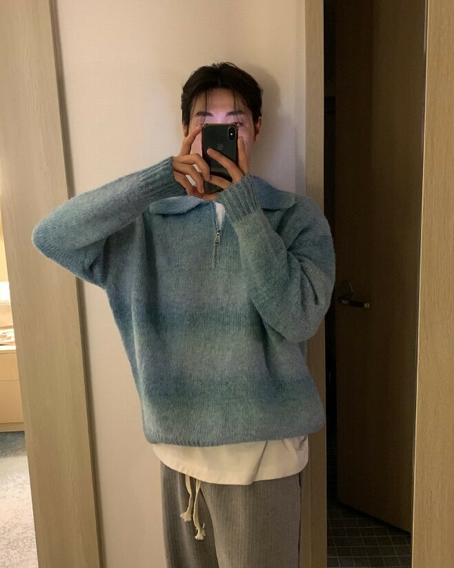 羊駝毛半拉鍊羊毛針織衫