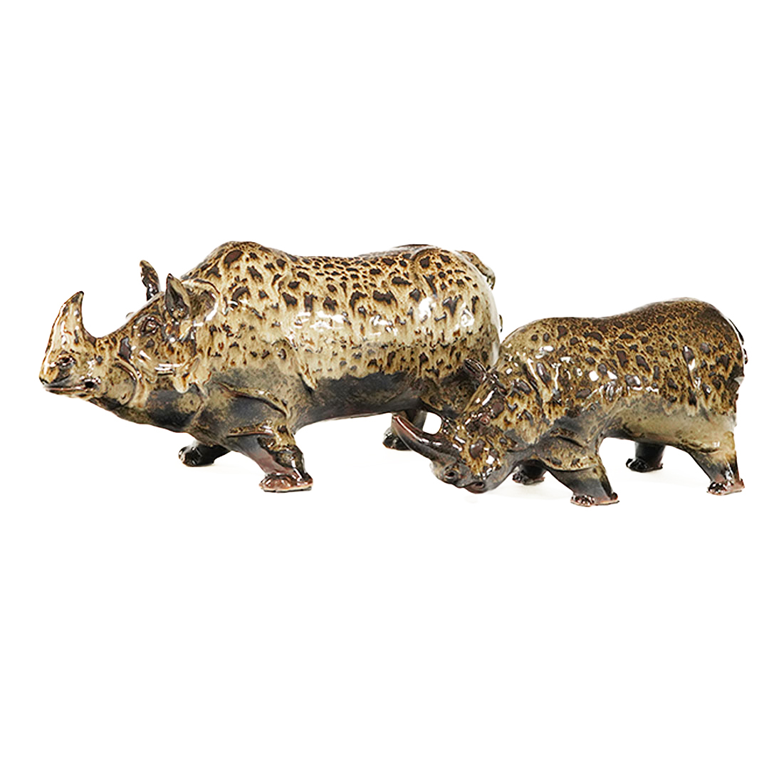 犀牛旺運之選│豹紋天目釉藝術擺件│手工打造獨一無二│陶藝家李淳濱手作精品