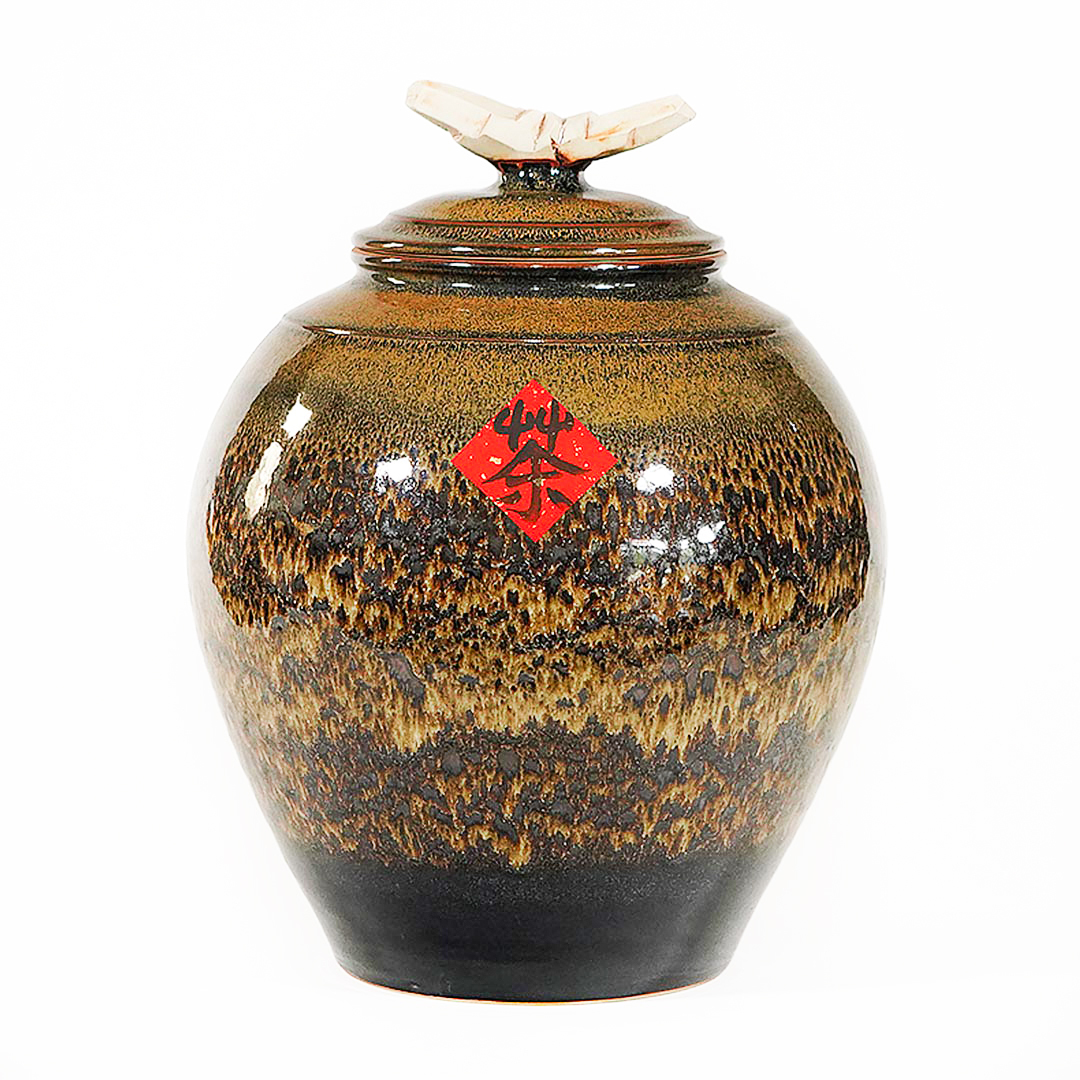 豹紋天目釉大茶倉│雙層釉色匠心工藝│李淳雄陶藝手作精品│藏茶與美學兼具