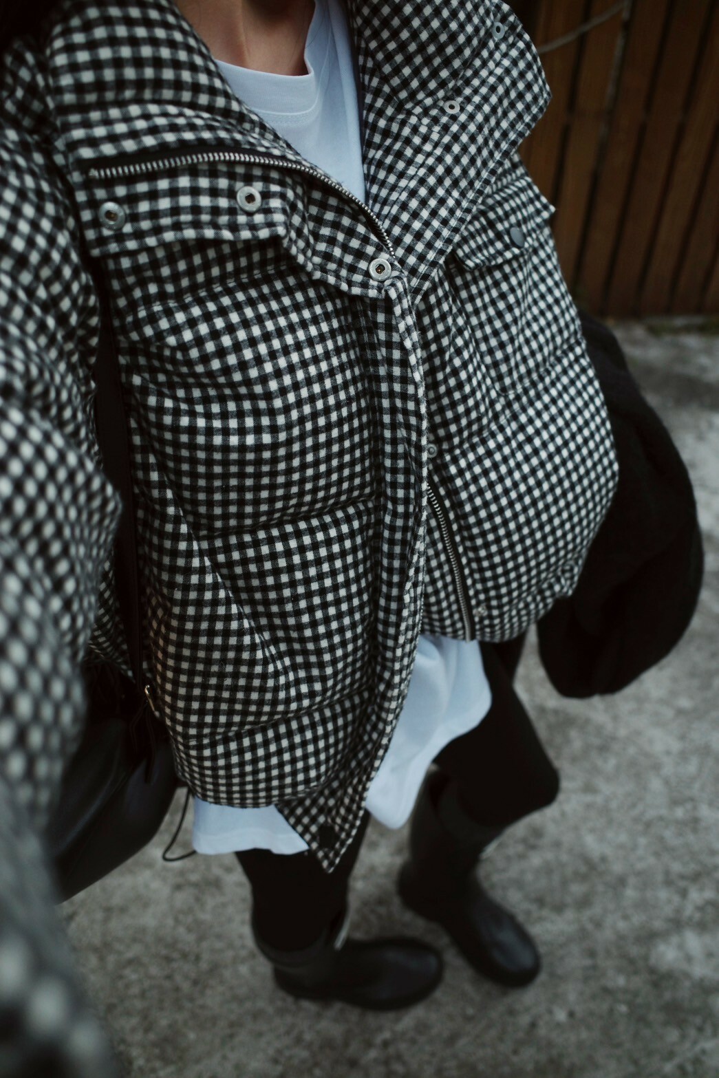 #k35 超Ｑ黑白格羽絨外套(黑白格)