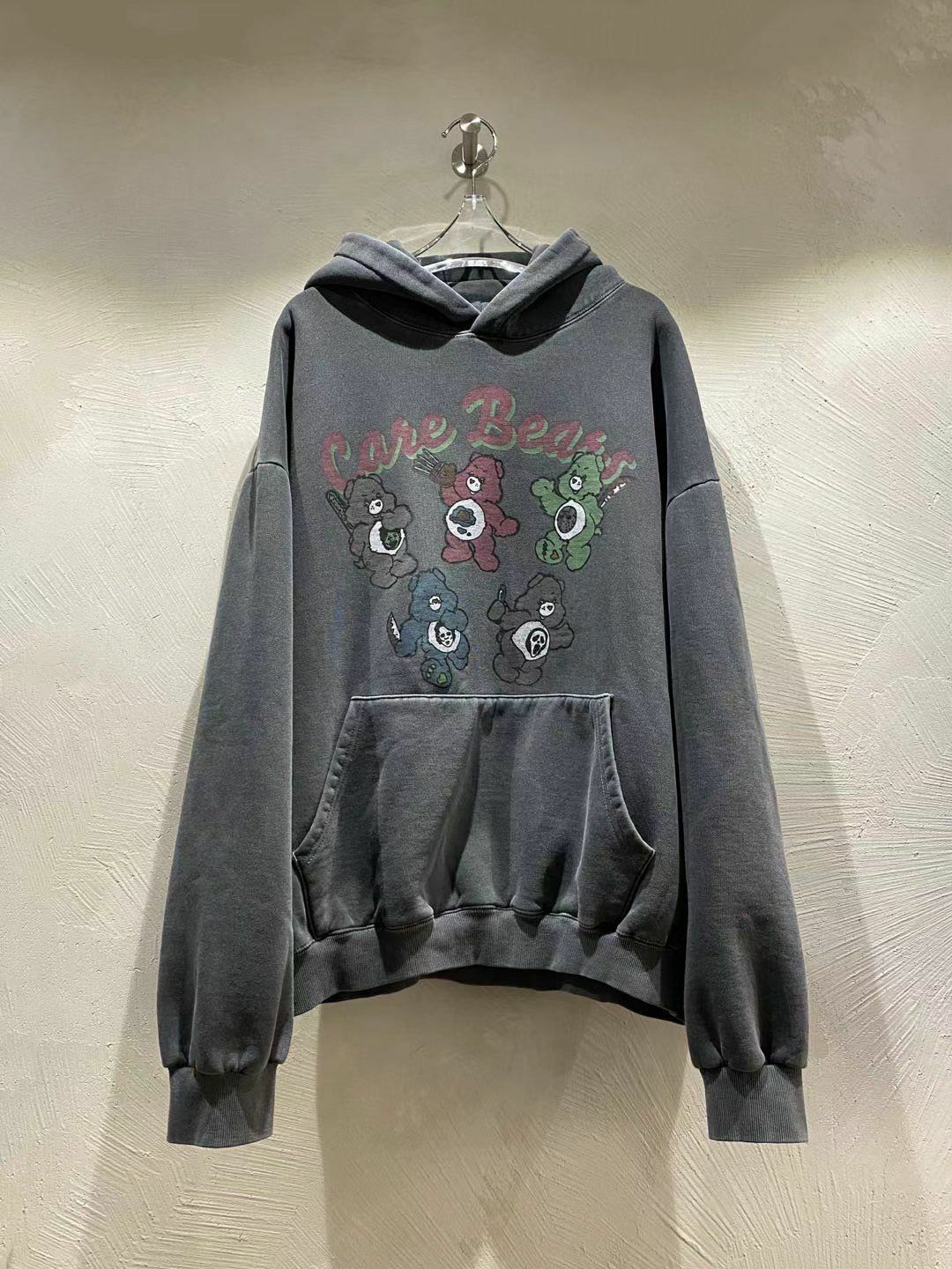 洗水熊仔英文字連帽衛衣(薄抓毛底) SCOPE-071T