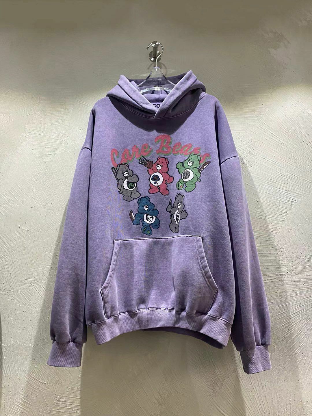 洗水熊仔英文字連帽衛衣(薄抓毛底) SCOPE-071T