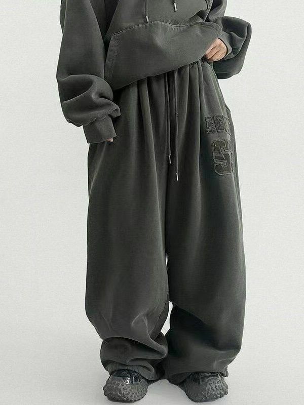 洗水英文字可束腳鬆身運動褲 SCOPE-078P