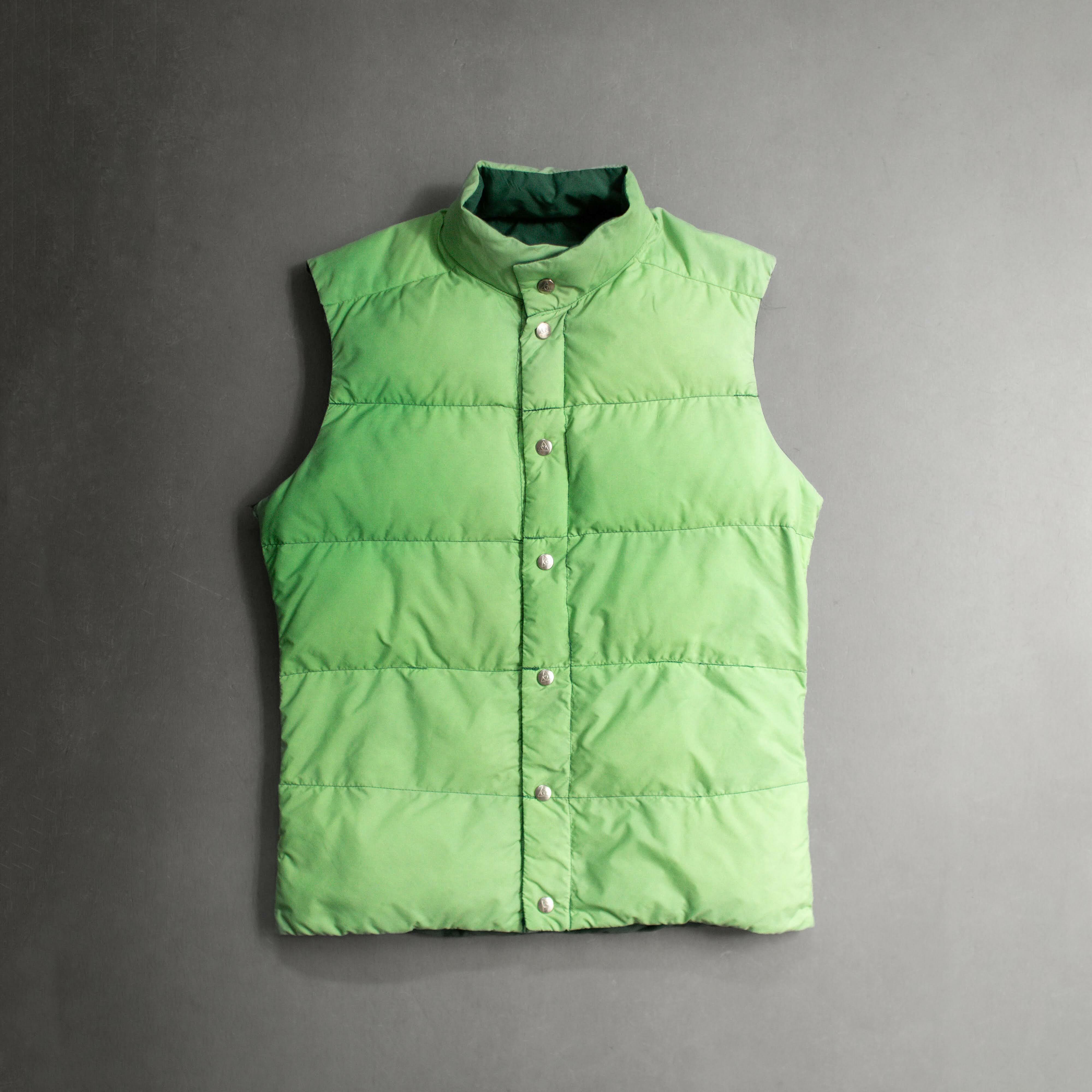 70S GERRY REVERSIBLE DOWN VEST 美國製 雙面穿 草綠 淺綠 登山 羽絨 背心