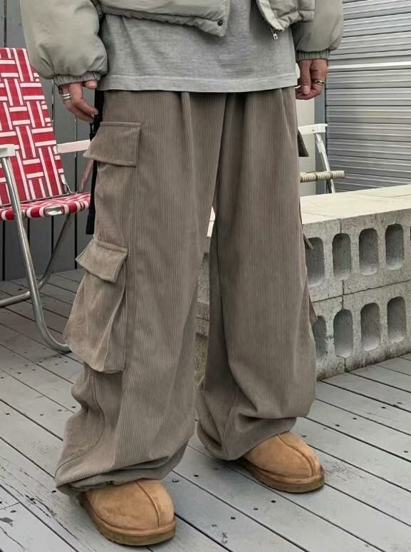 薄燈心絨工裝鬆身褲 BY ATTENTION-294P