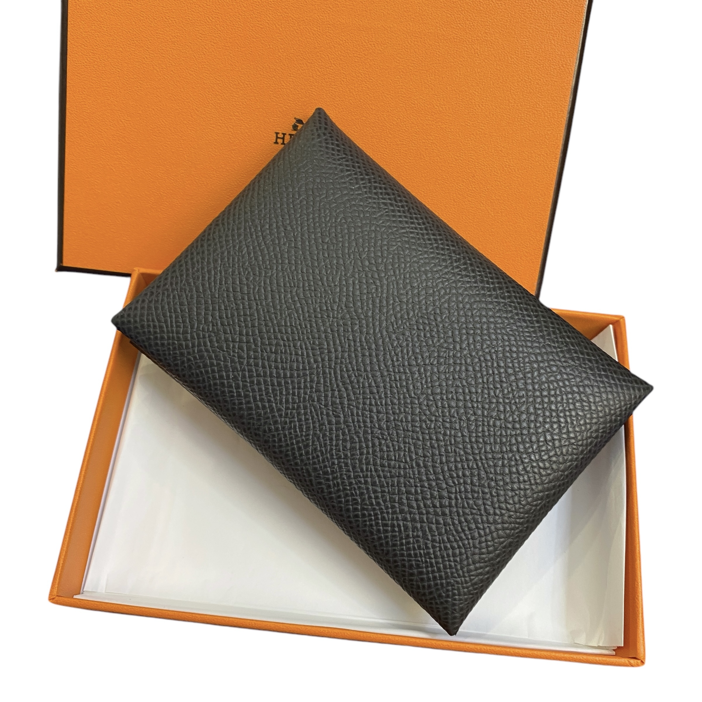 全新HERMES卡片套 Calvi DUO U刻 錫器灰/8F Epsom皮 #BRAND NEW #香榭站正品
