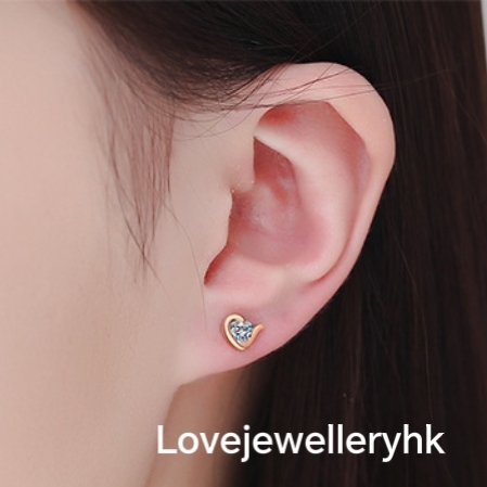 莫桑鑽心形耳環    E06C031