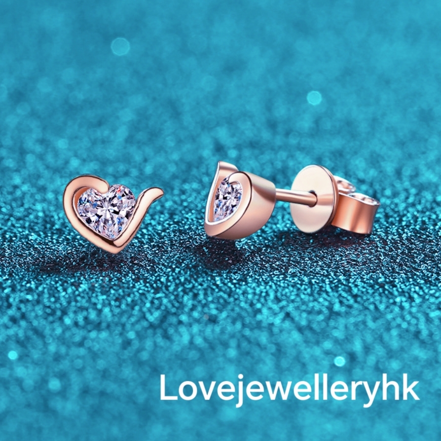 莫桑鑽心形耳環    E06C031