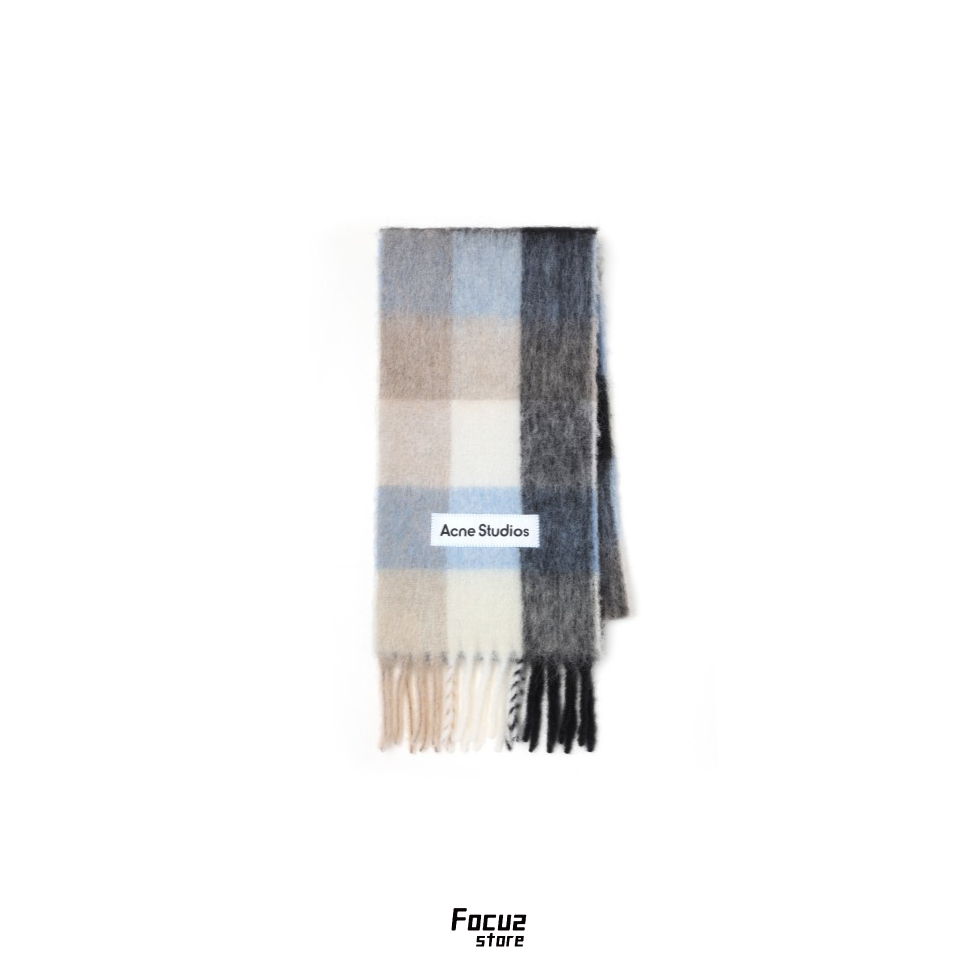 【Focus Store】預購 Acne Studio Mohair checked scarf "Beige" 馬海毛格紋圍巾 藍/米白/黑