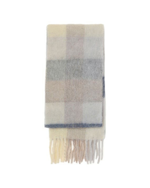 【Focus Store】預購 Acne Studio Mohair checked scarf "Beige" 馬海毛格紋圍巾 藍/米白/淺灰