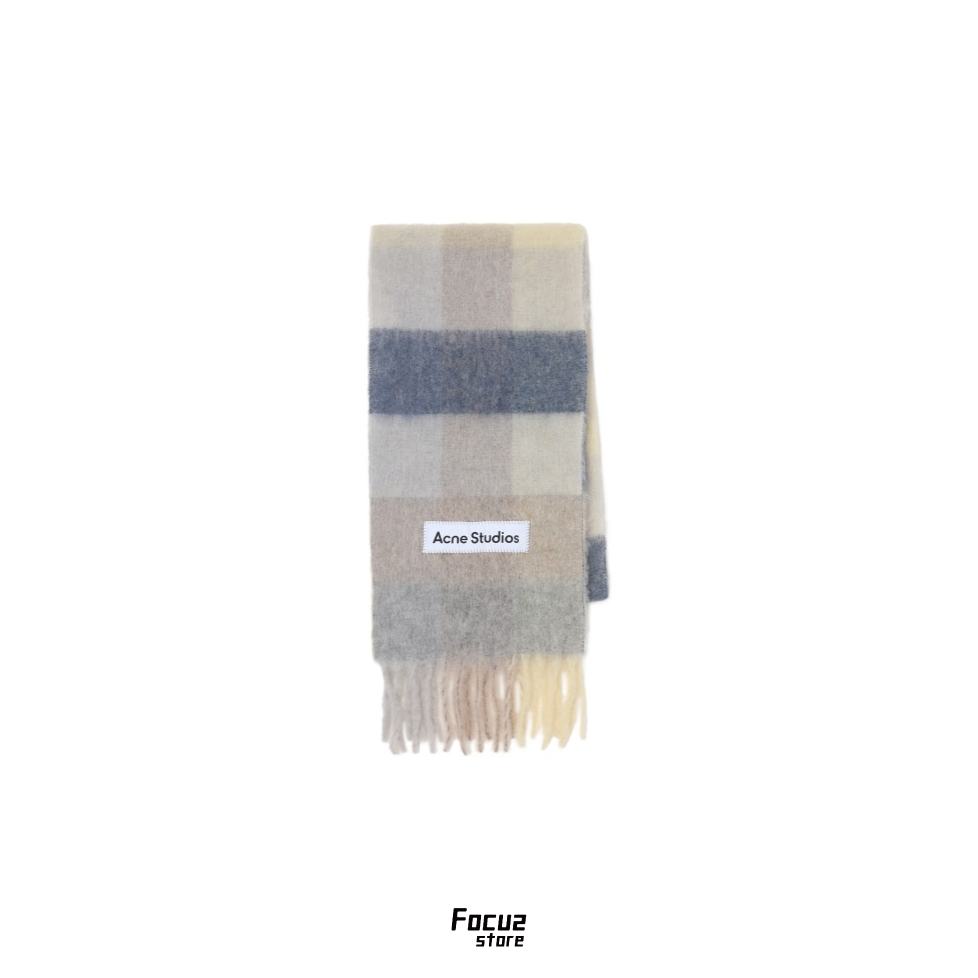 【Focus Store】預購 Acne Studio Mohair checked scarf "Beige" 馬海毛格紋圍巾 藍/米白/淺灰