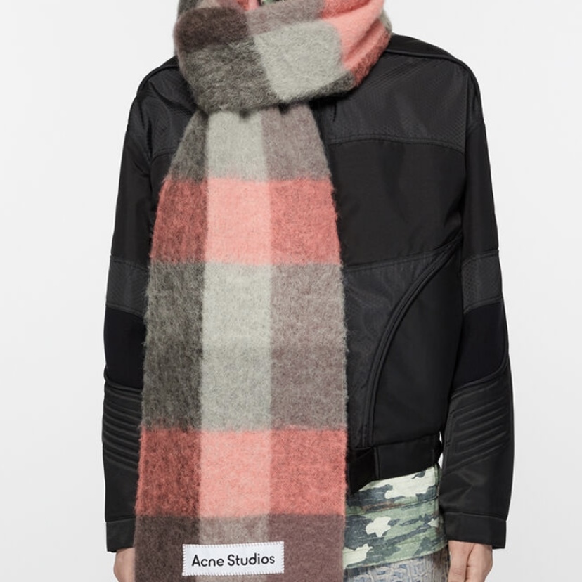【Focus Store】預購 Acne Studio Mohair checked scarf "Pink" 馬海毛格紋圍巾 粉色/黑色/灰色