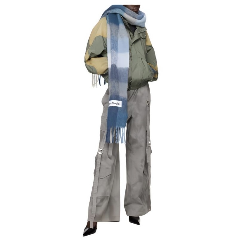 【Focus Store】預購 Acne Studio Mohair checked scarf "Blue" 馬海毛格紋圍巾 深藍色/灰色/藍色