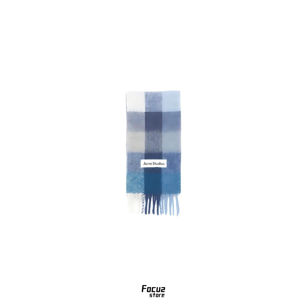 【Focus Store】預購 Acne Studio Mohair checked scarf "Blue" 馬海毛格紋圍巾 深藍色/灰色/藍色