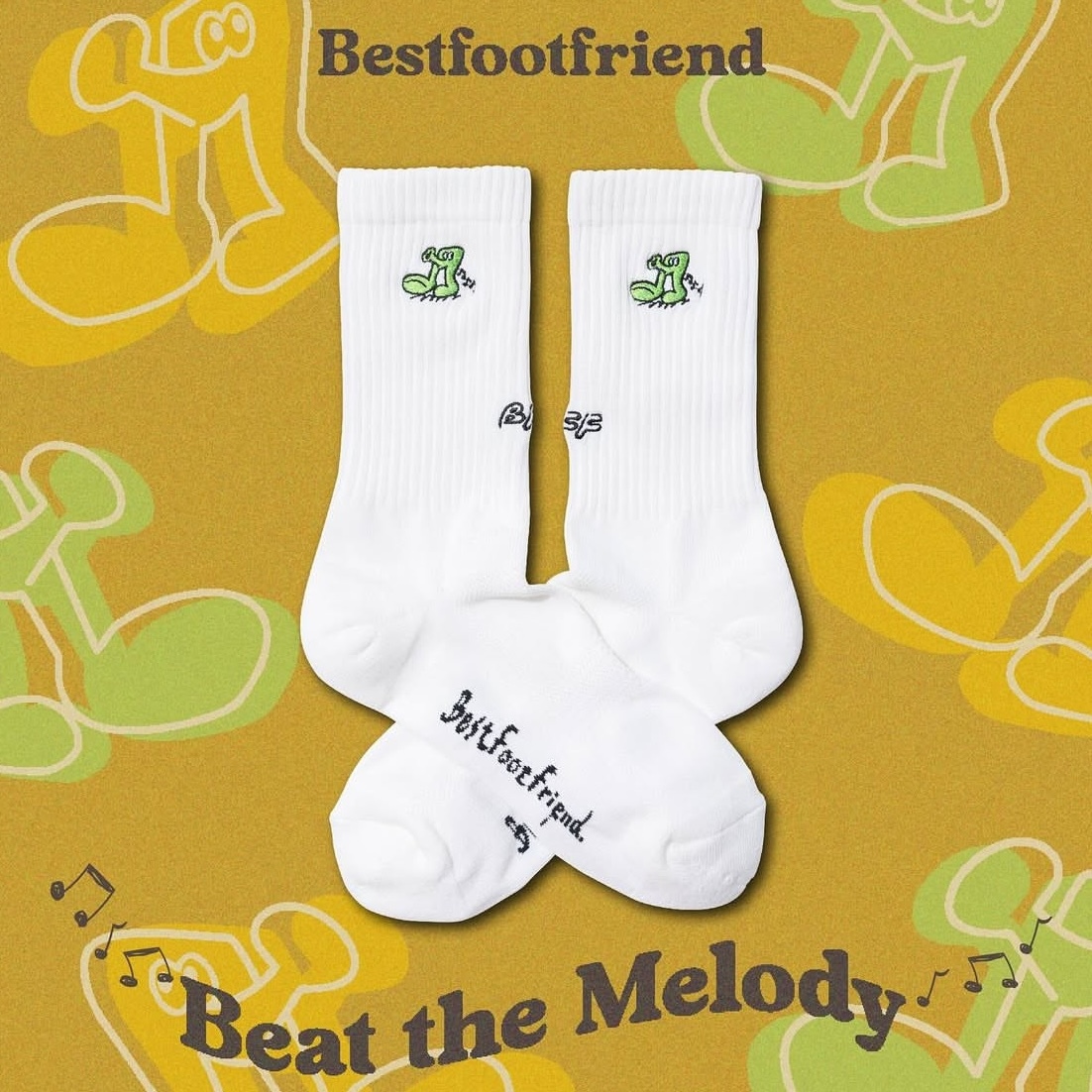 Best Foot Friend BFF Sock Beat the Melody 音符 純棉 長襪 兩色