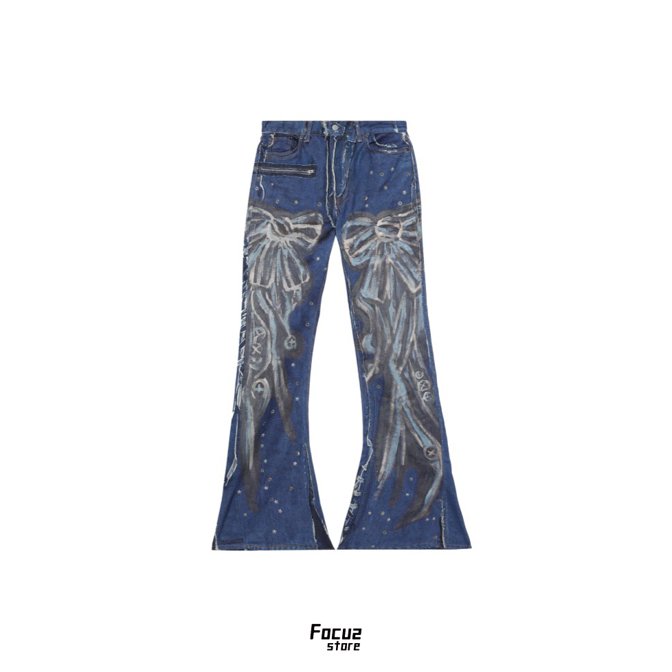 【Focus Store】預購 Acne Studio 2024 regular fit jeans "Denim" 電繪塗鴉喇叭褲