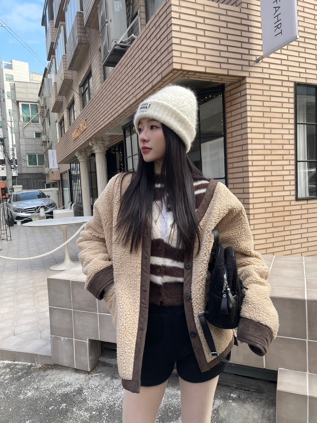 現貨! 9.amez project ♡ Monaco shearling coat 羊羔毛毛外套（khaki)