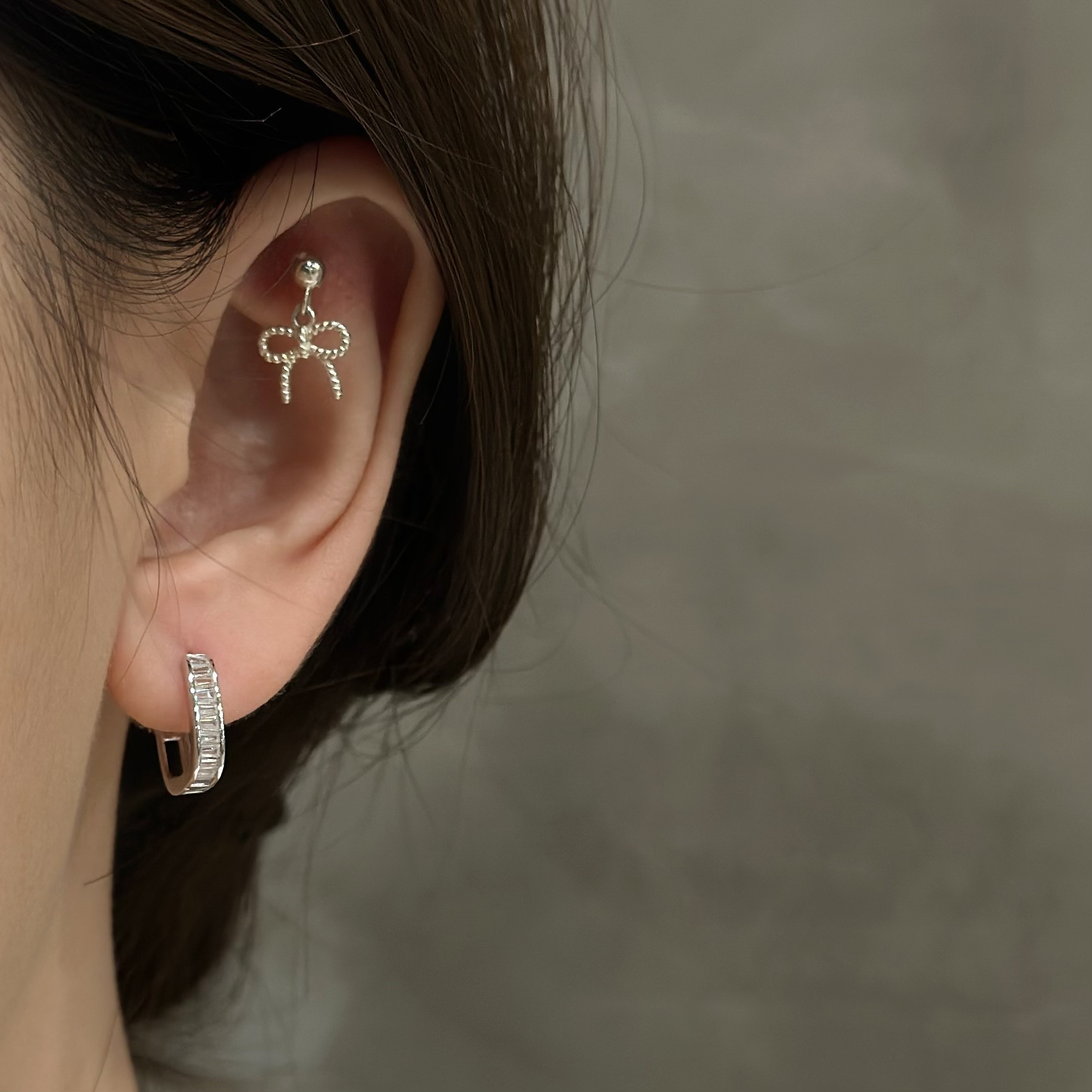 B12【輕奢】方形排鑽純銀易扣