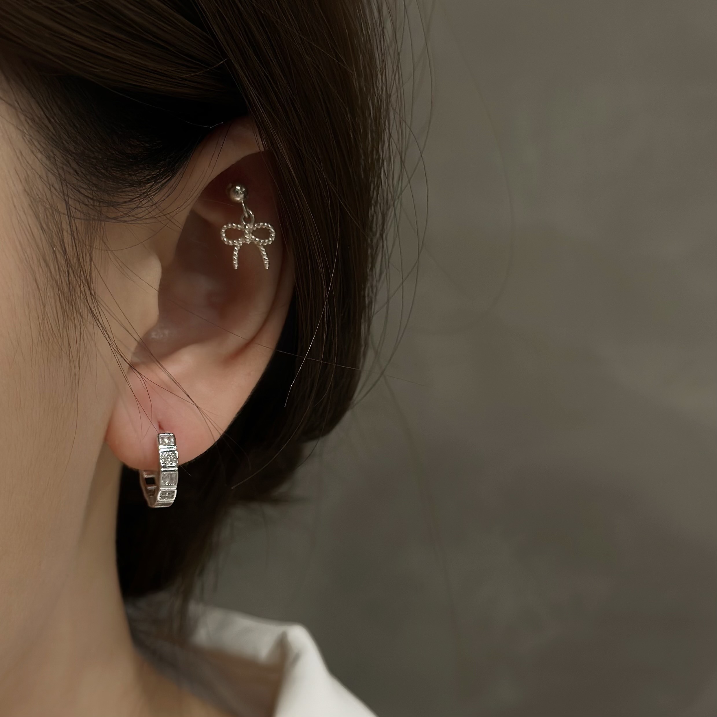 B13【輕奢】方鑽鋯石純銀易扣