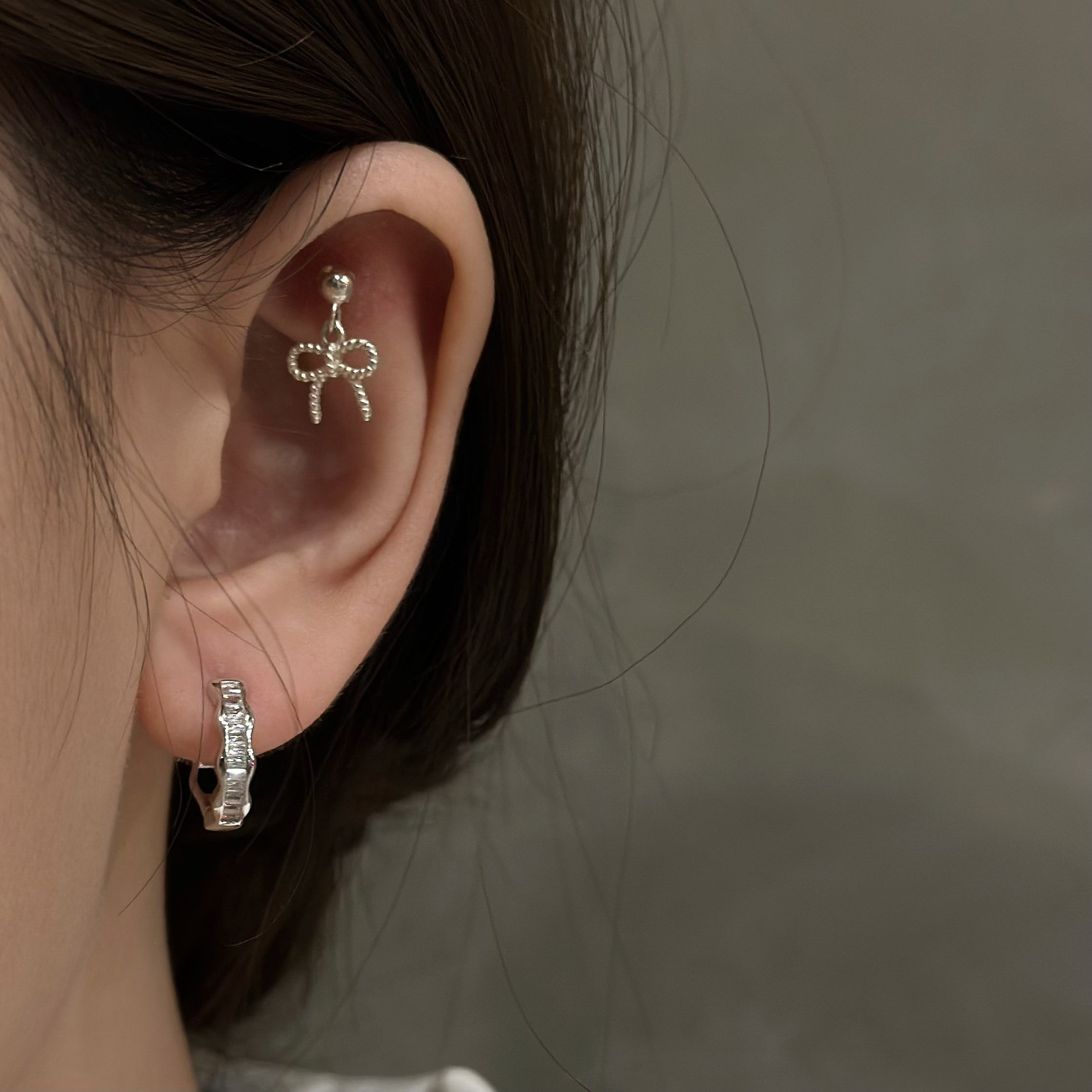 B14【輕奢】波浪排鑽純銀易扣