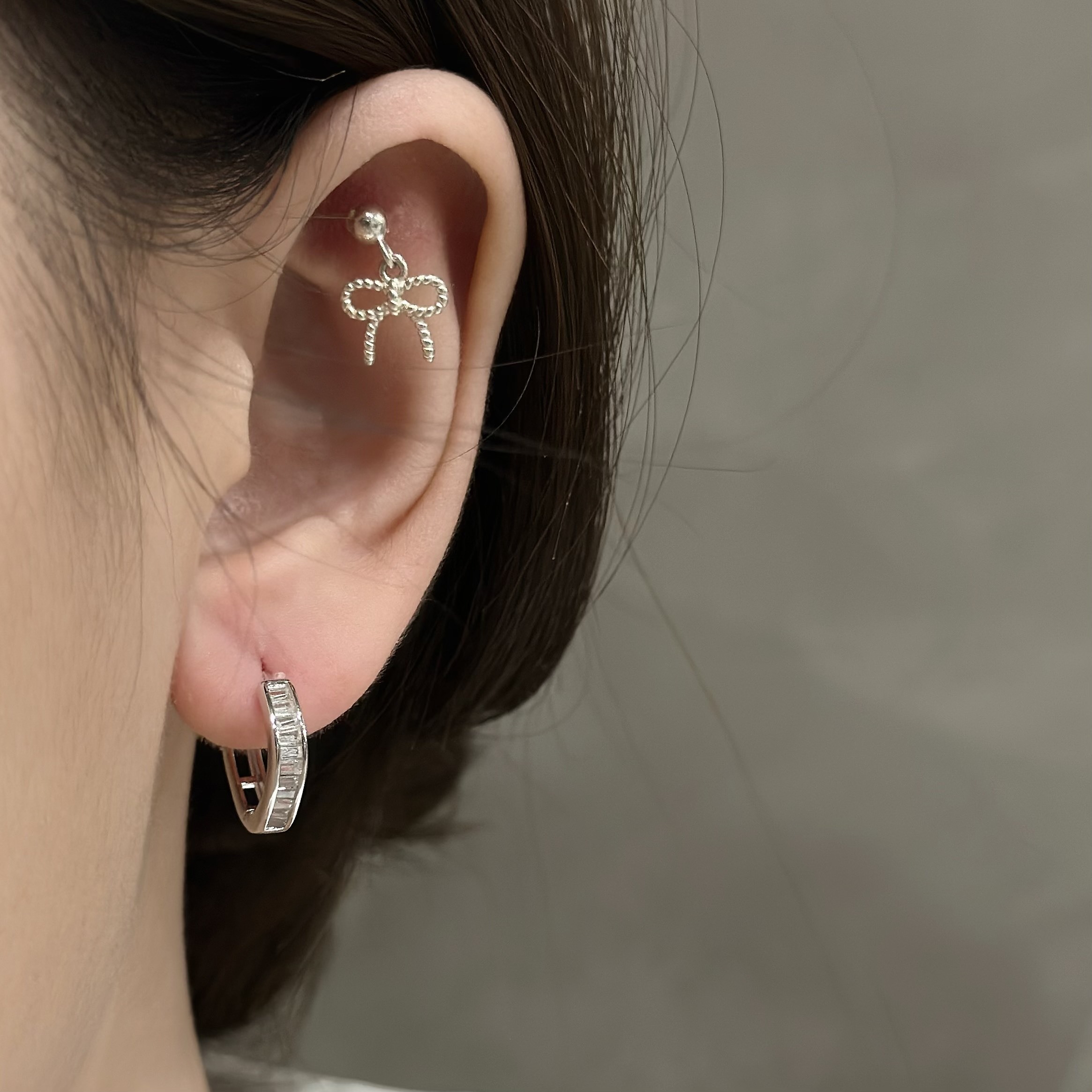 B15【輕奢】菱形排鑽純銀易扣